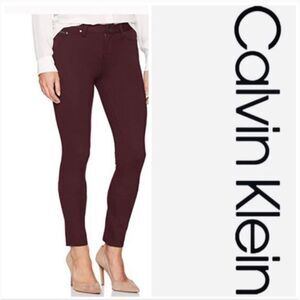 Calvin Klein Burgundy Ponte Legging Pants Sz 10 stretchy